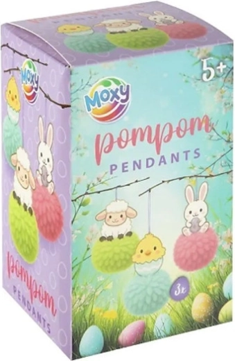 Húsvéti függő díszek pomponokkal, 3 db