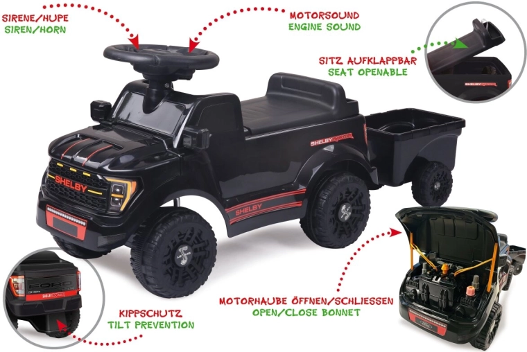 Fekete Shelby Ford F-150 Raptor utánfutós bébitaxi