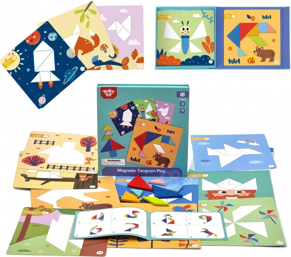 Mágneses tangram kirakó gyerekeknek, 18 darabos TOOKY TOY