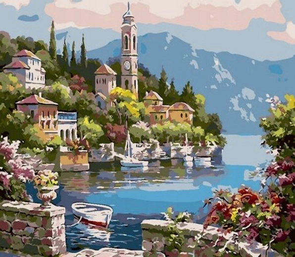 Norimpex Számfestő készlet Tóparti város 40 × 50 cm