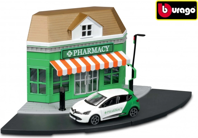 Bburago City gyógyszertár 1:43 játékkészlet fém autóval