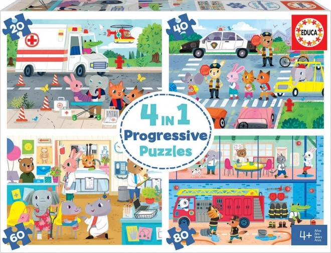 Hősök akcióban 4 az 1-ben puzzle EDUCA-tól (20,40,60,80 darabos)