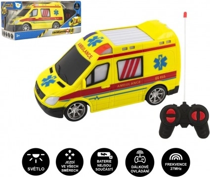 RC mentőautó 27 MHz-es távirányítással, 20 cm, fénnyel