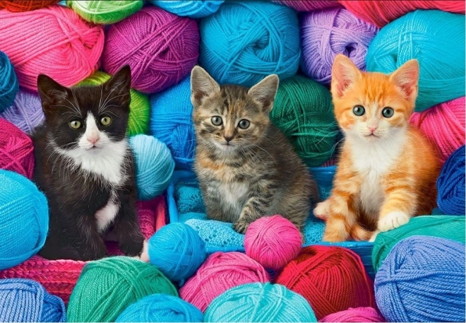 1000 darabos puzzle - Macskák a fonalgombolyagokban