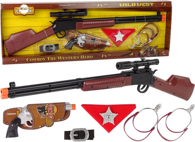 Seriffes cowboy szett – puska és revolver gyerekeknek