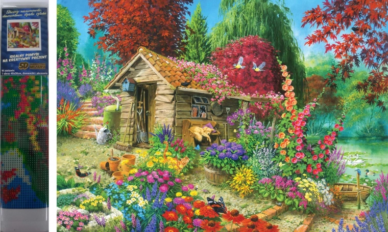 Gyémánt festés Kunyhó a kertben 30x40 cm