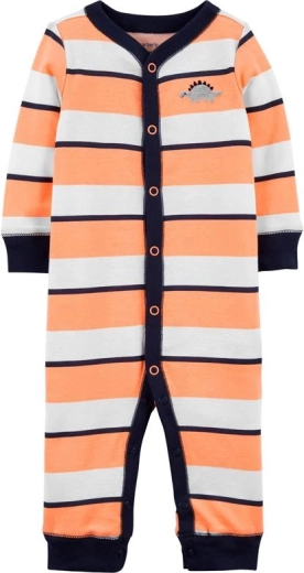 Carter's pamut rugdalózó talp nélkül, patentos Sleep & Play orange stripes, méret 56