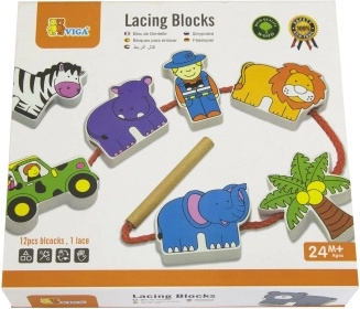 Viga fa fűzős kockák Safari ZOO