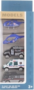 Fém rendőrautók és helikopterek készlete