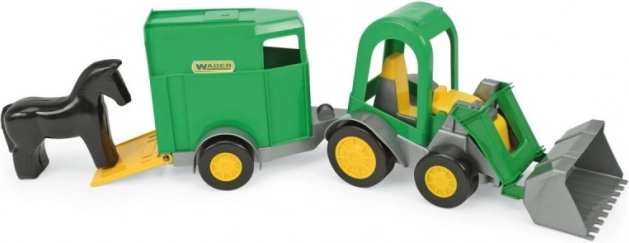 Traktor rakodóval és lószállító pótkocsival – COLOR CARS