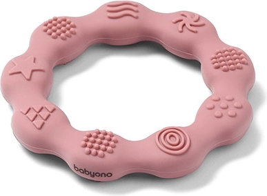 BabyOno szilikon rágóka gyűrű – rózsaszín