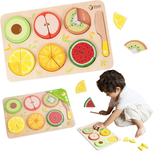 Montessori fa gyümölcs szeleteléshez, 23 darab