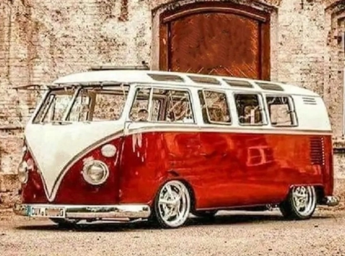 Gyémántfestés Vörös Volkswagen 30x40 cm