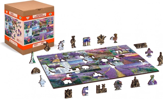 Fa puzzle Levendulás Franciaország 2 az 1-ben
