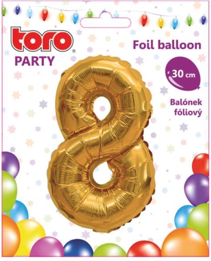 Fólia lufi 8-as szám, 30 cm, arany TORO