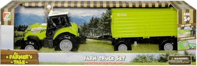 Traktor pótkocsival, fénnyel és hanggal