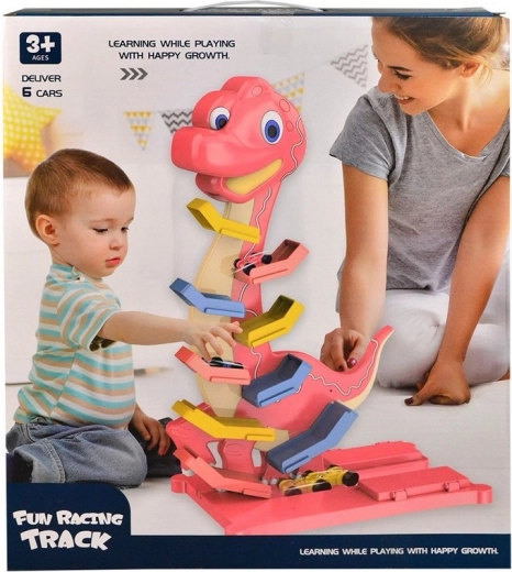 Dinoszaurusz emeletes versenypálya kisautókkal