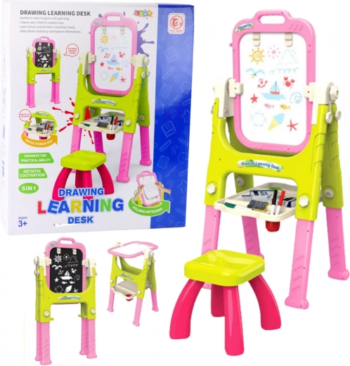 5 az 1-ben tábla székkel, többfunkciós, rózsaszín