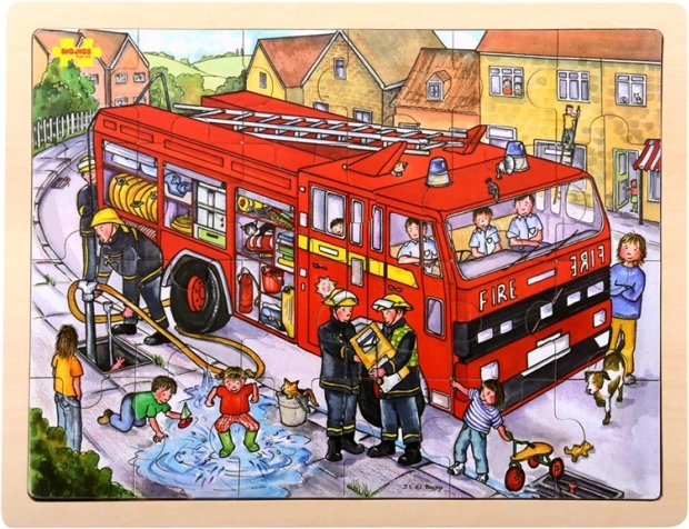 Bigjigs Toys fa puzzle Tűzoltók 24 darab
