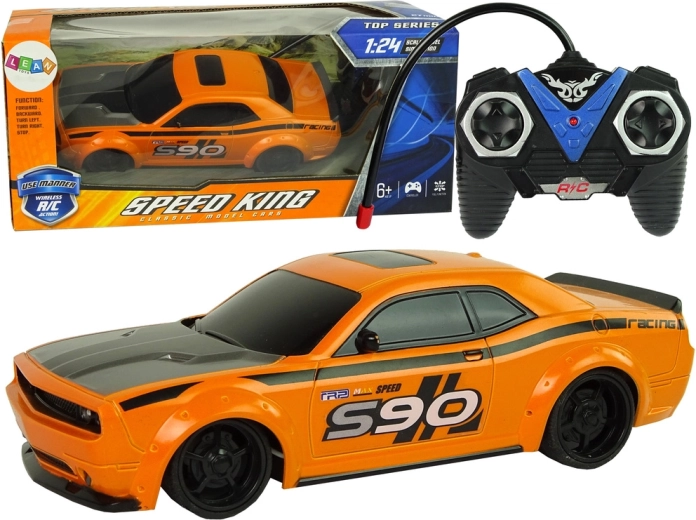 RC sportautó 1:24, narancssárga, 27 MHz távirányító