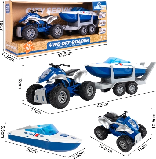 Rendőrségi szett – quad és motorcsónak 1:16