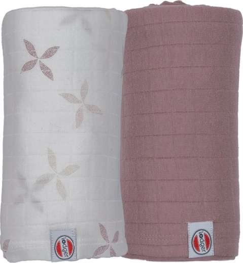 Lodger swaddler Solid matcha powder/rose 110 × 110 cm, 2 db-os szett