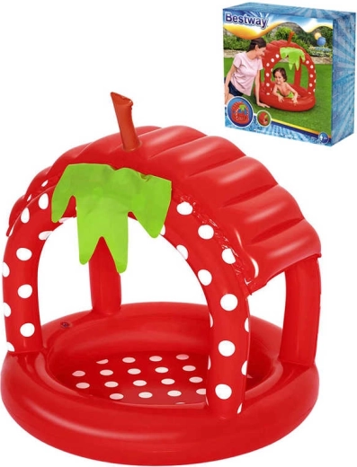 Bestway felfújható gyermek pancsolómedence eper mintával, tetővel 91 × 91 × 91 cm