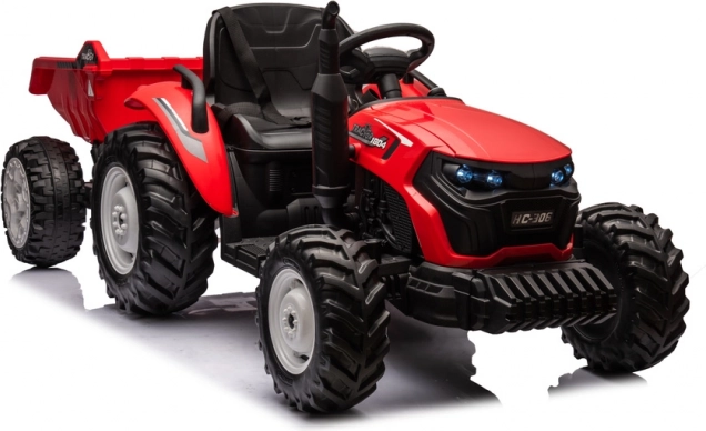 HC-306 akkumulátoros traktor piros utánfutóval 24V