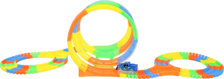 Sötétben világító pálya és LED-es kisautó