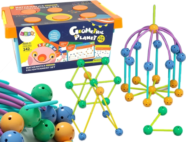 3D konstrukciós geometriai építőkészlet - 142 darab