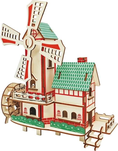 Fából készült 3D puzzle – szélmalom