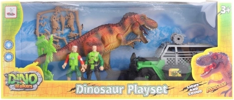 Készlet elemes dinoszaurusszal és terepjáró autóval