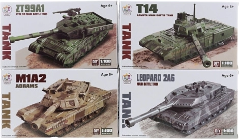 Tank makettkészlet – 4 változat (műanyag, pattintós)