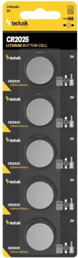 Technik Platinum lítium gombelem CR2025 3V, 5 db-os csomag
