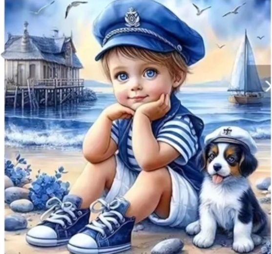 Gyémántfestés Kis matróz 30 × 40 cm