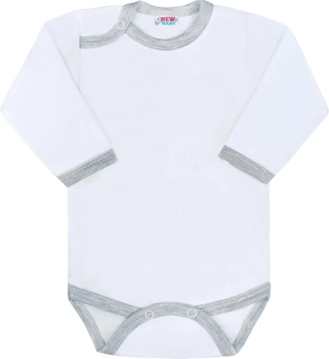Hosszú ujjú baba body szürke szegéllyel NEW BABY