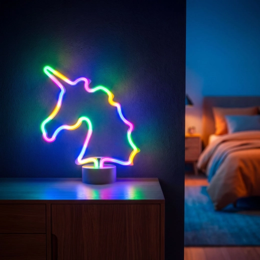 Színes neon LED egyszarvú lámpa