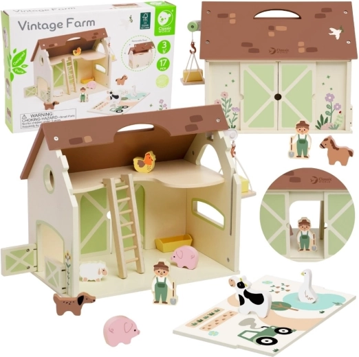 Classic World fa vintage tanya – 17 darabos figura készlet