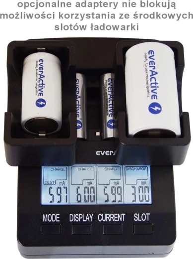 EVERACTIVE NC-3000 intelligens töltő AA/AAA-hoz C/D támogatással (adapterrel)