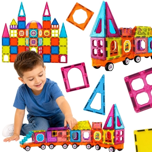 Woopie mágneses 3D vonatos építőjáték 71 darabbal