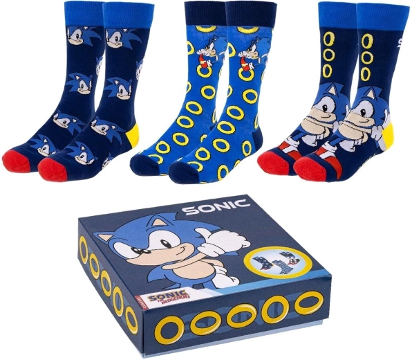 Sonic zokni szett – 3 pár ajándékdobozban