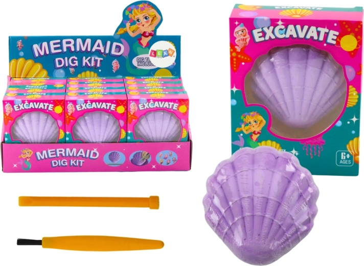 Régészeti készlet Tengeri sellő kagylóban Vésőecset