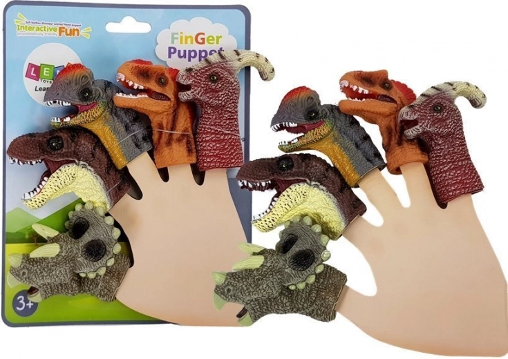 Gumiból készült dinoszaurusz ujjbábok, 5 darabos készlet