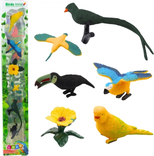 Exotikus madarak hibiszkusz sárga mini figura készlet 4-11 cm 6 db