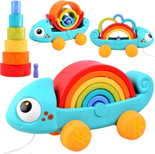 Szivárványos Montessori kaméleon, építőjáték 18 hónapos kortól