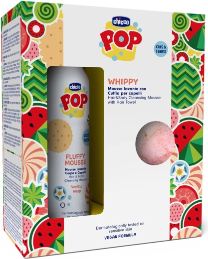 Chicco POP vaníliás 2 az 1-ben hab testre és hajra hajtörölközővel 200 ml