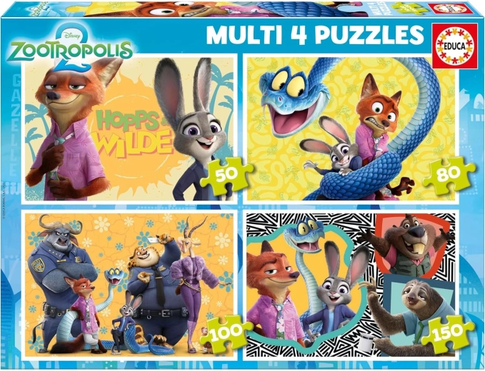 Educa puzzle Zootropolis 4 az 1-ben – gyerekeknek szóló progresszív puzzle (50, 80, 100 és 150 darab)