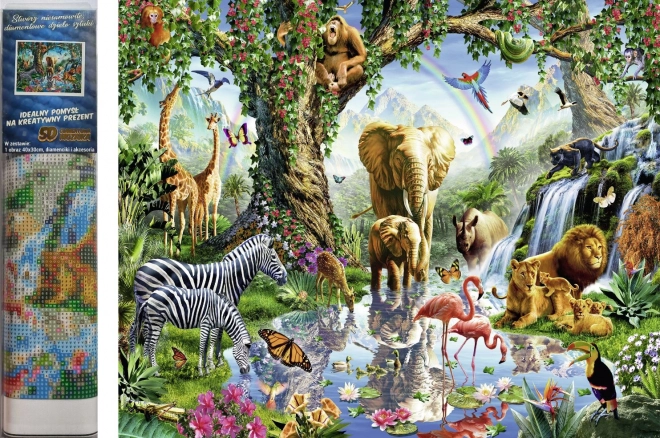 Gyémántszemes festés – Dzsungelélet 30x40 cm