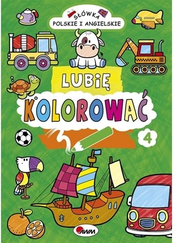 Gyermek kifestő Lubię kolorować – lengyel és angol szavak