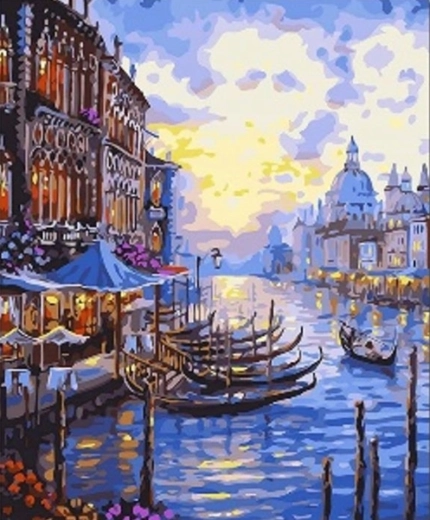 Gyémántfestés – velencei gondolák 30 × 40 cm
